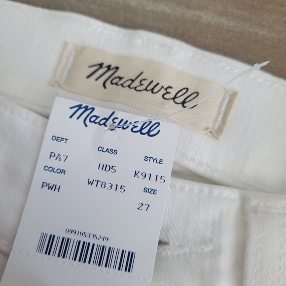 Madewell 9" High-Rise Skinny Crop Jeans in Pure White  Knee-Rip Edition Size 27 - Picture 15 of 16